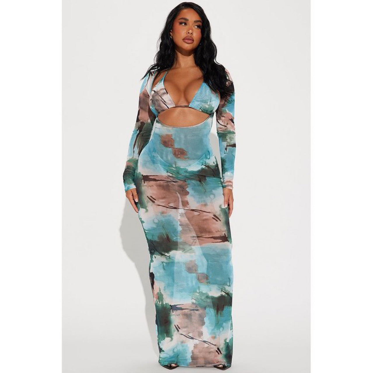 Indigo Tie-Dye Bikini Cover-Up Set