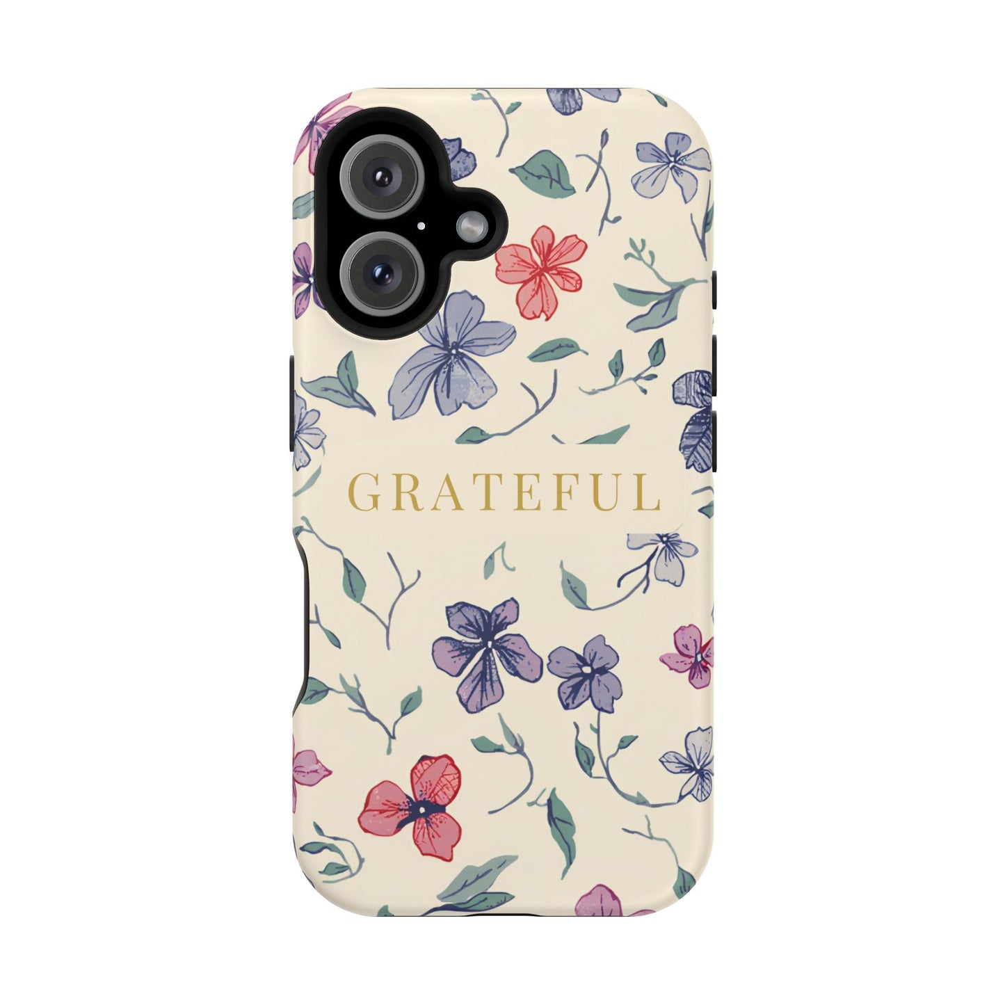 Floral "Grateful" Protective Floral Phone Cover