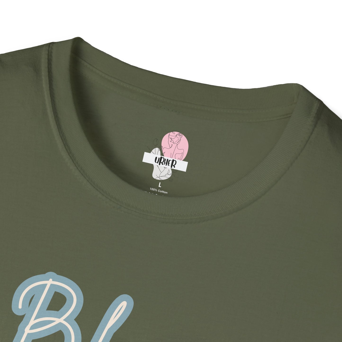 Blue bloom Block T-Shirt – Gildan Softstyle Cotton Crew Neck Casual Tee