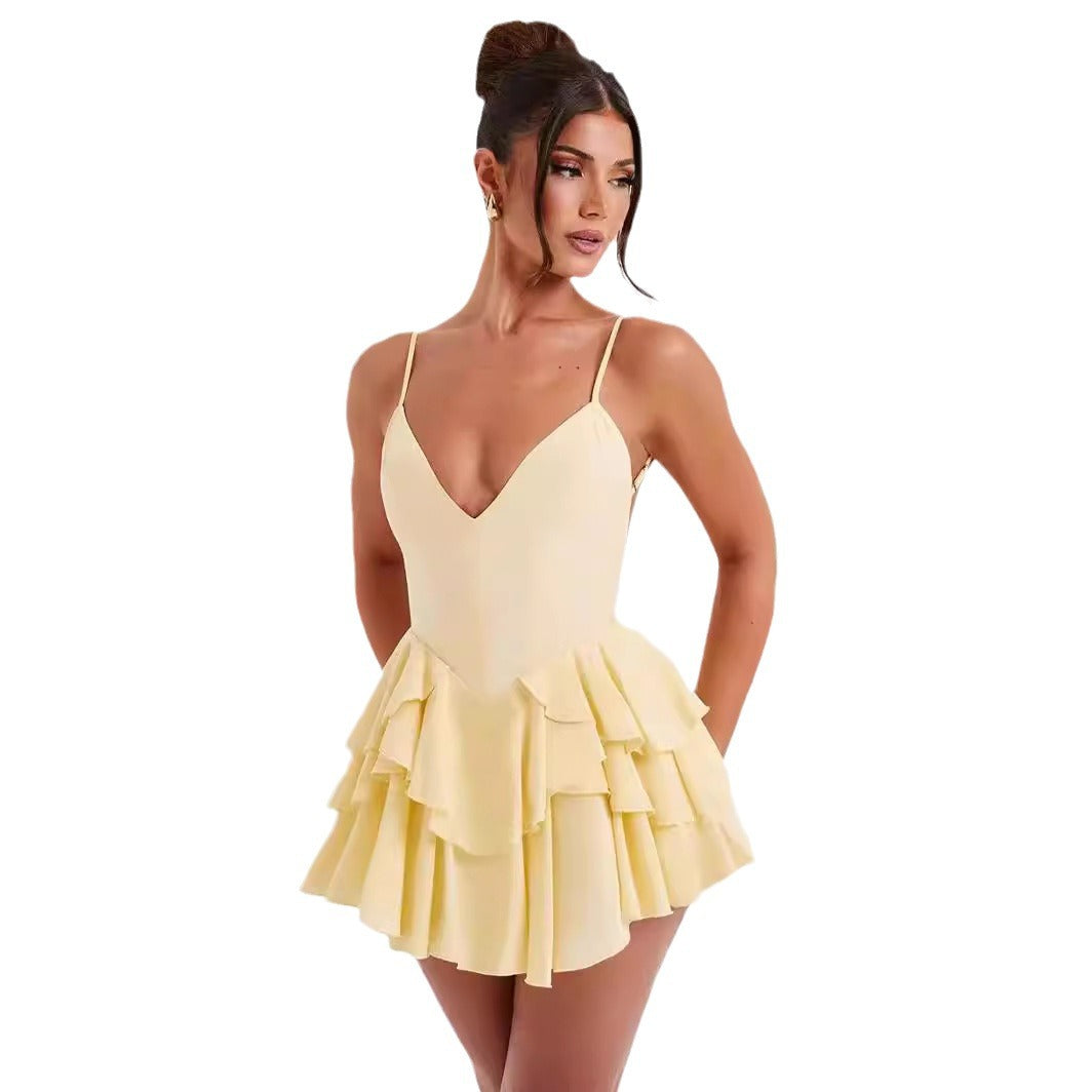 Elise Ruffled Backless Mini Dress