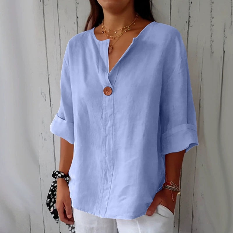 Odera V-Neck Button Top