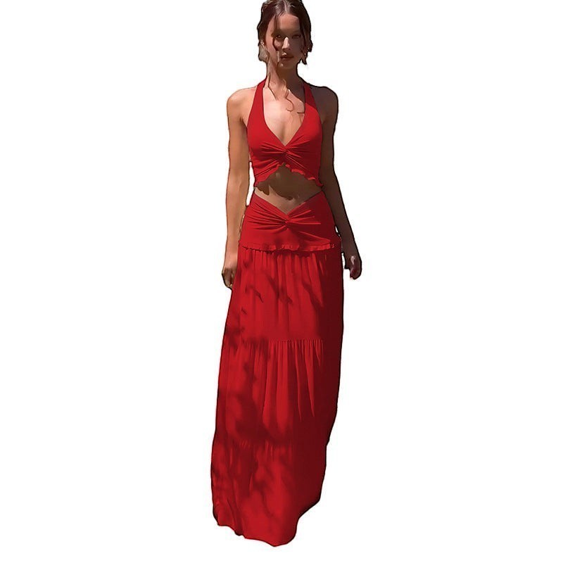 Nadia V-Neck Twist-Knot Two-Piece Dress