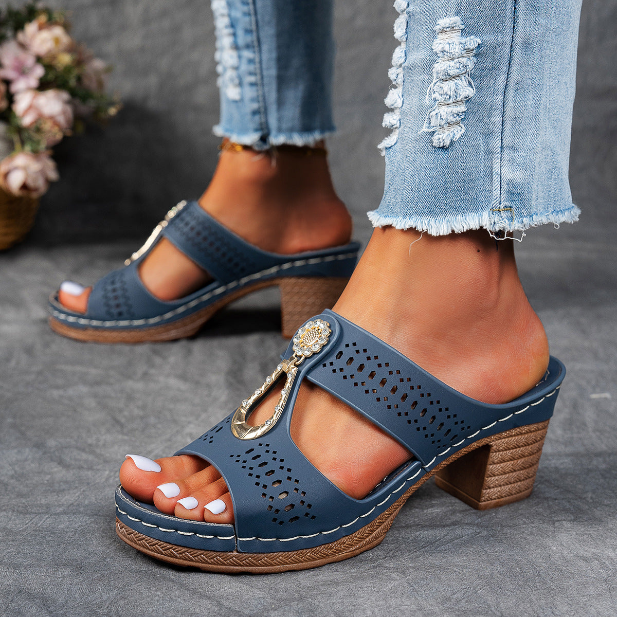 Remy Rhinestone Flat Slipper