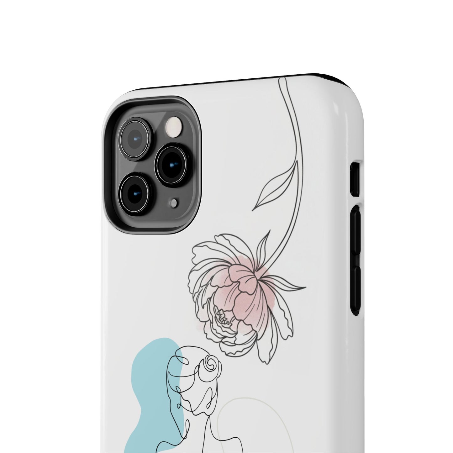 Phone Case — Minimal Line Art Woman with Pastel Shapes (Tough Protective Case)