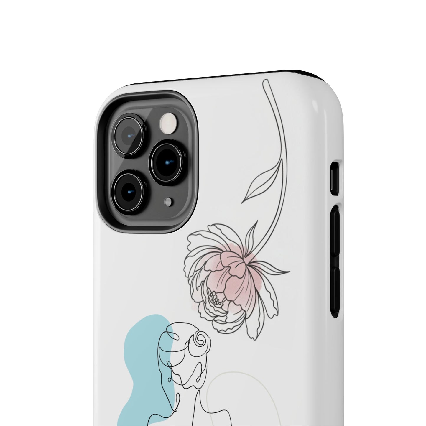 Phone Case — Minimal Line Art Woman with Pastel Shapes (Tough Protective Case)