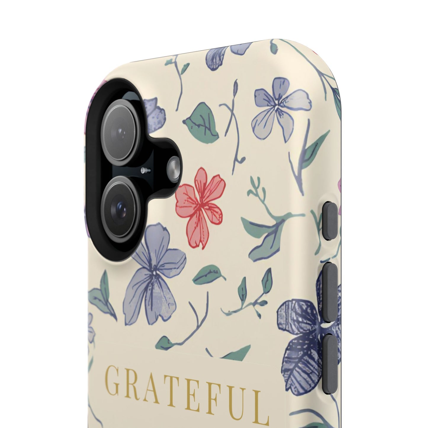 Floral "Grateful" Protective Floral Phone Cover