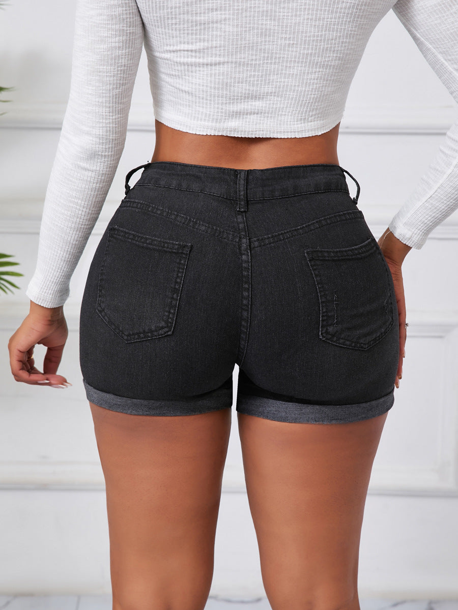 Jade High-Waist Ripped Denim Short