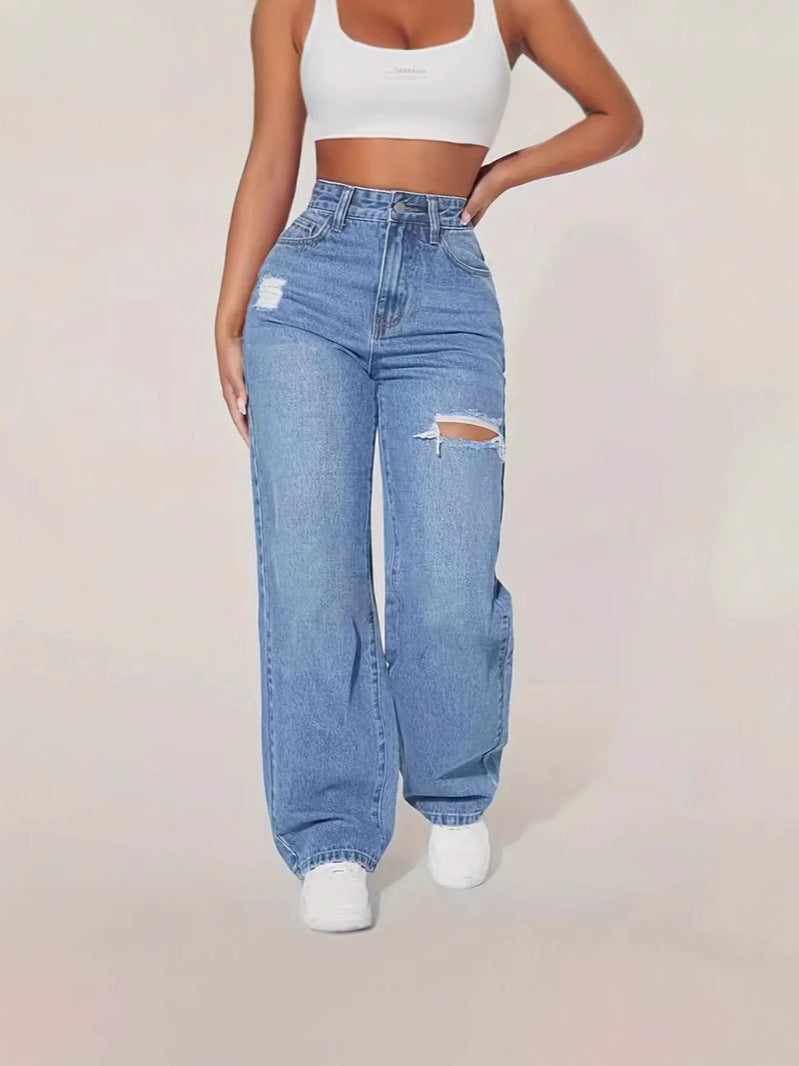 Daya Straight Leg Ripped Jean
