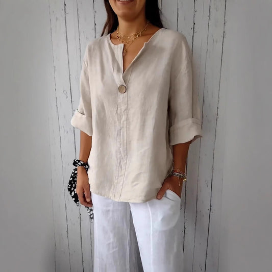 Odera V-Neck Button Top