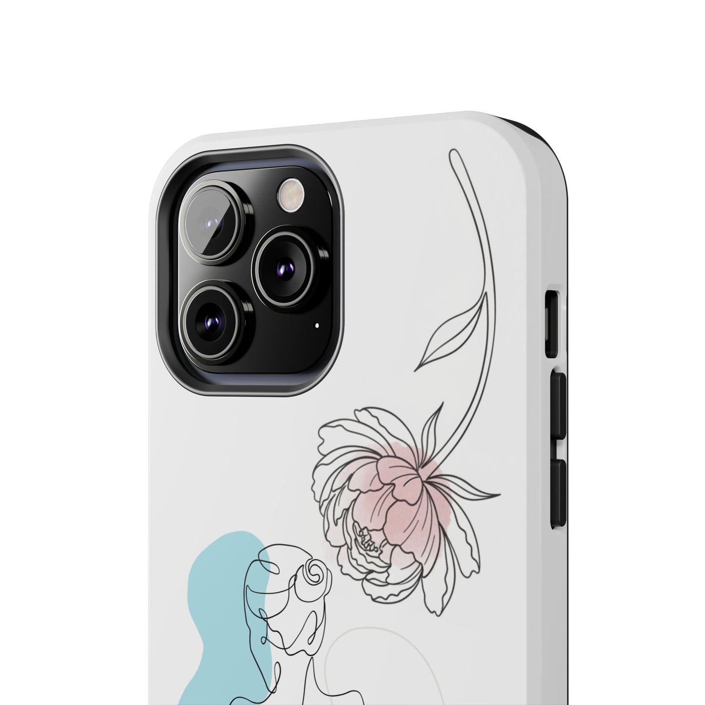 Phone Case — Minimal Line Art Woman with Pastel Shapes (Tough Protective Case)