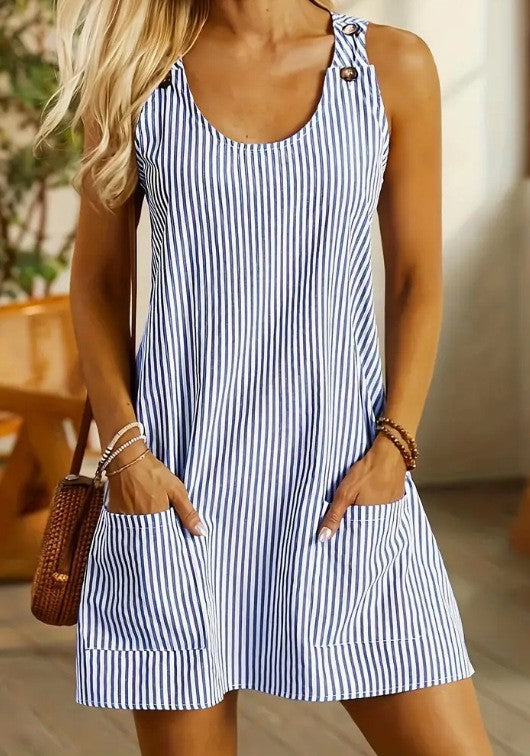 Cora Striped A-Line Midi Dress