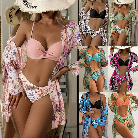 Ines Printed Three-Piece Swimsuit