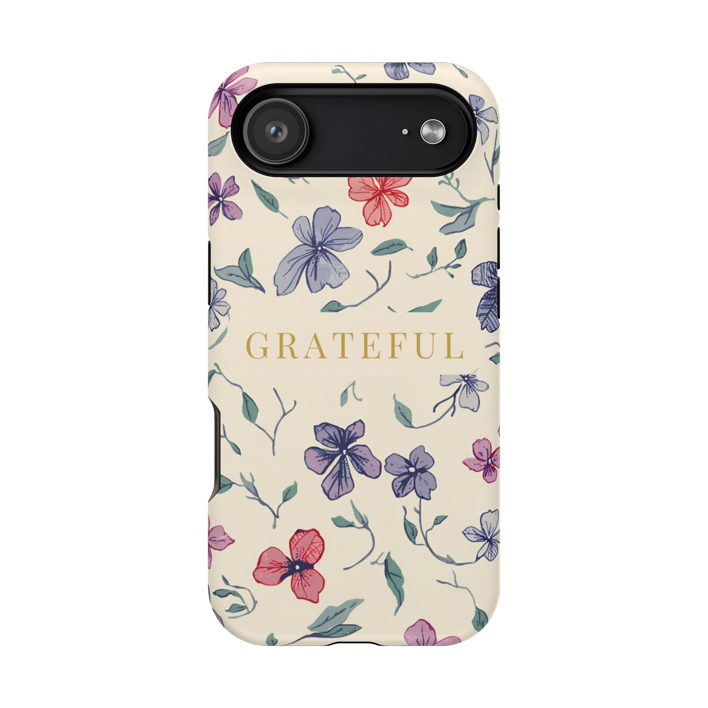 Floral "Grateful" Protective Floral Phone Cover