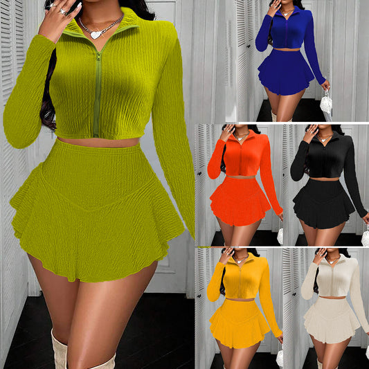 Reign Zipper-Top Ruffle Skirt Set