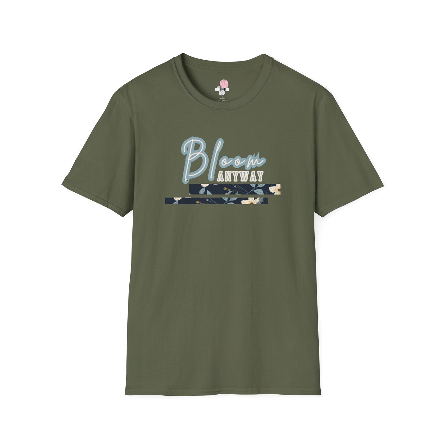 Blue bloom Block T-Shirt – Gildan Softstyle Cotton Crew Neck Casual Tee