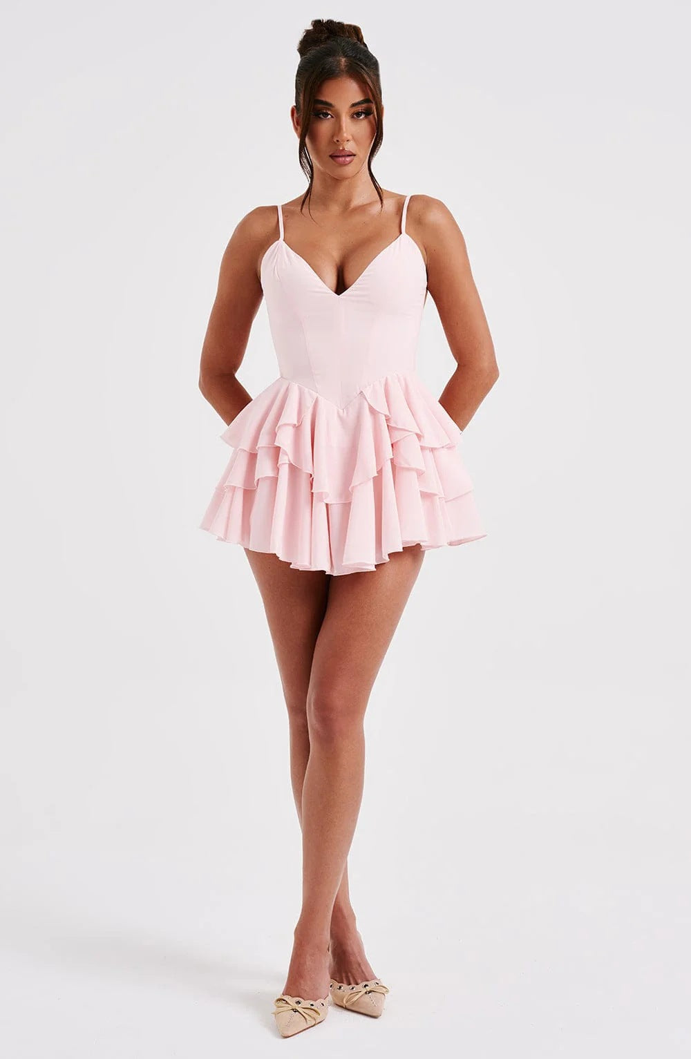 Elise Ruffled Backless Mini Dress