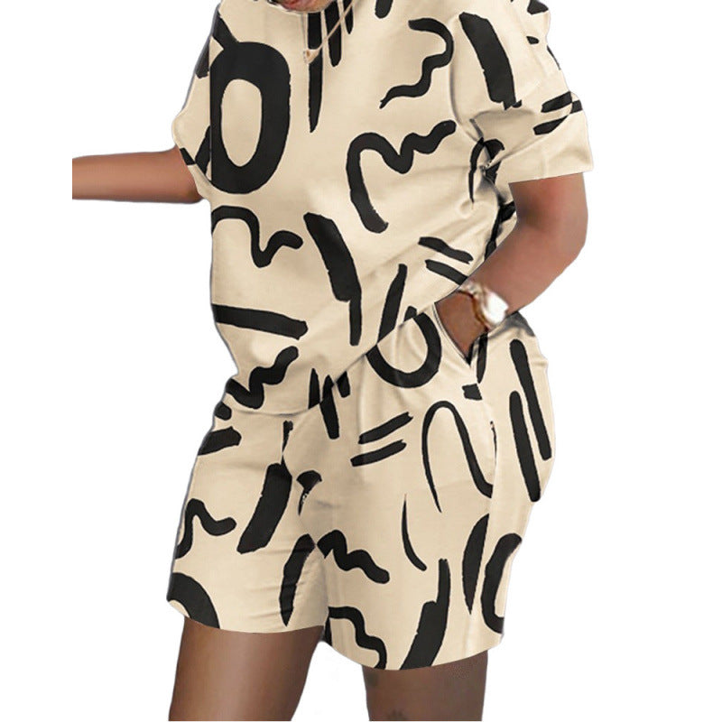 Camille Printed Short-Sleeve Two-Piece Set