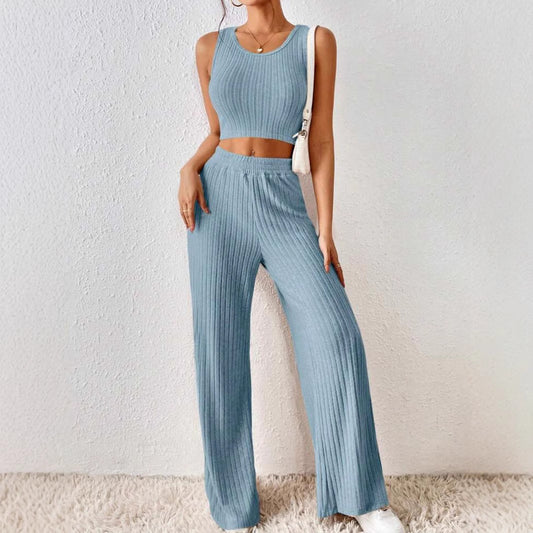 Elara Ribbed Knit Vest Set