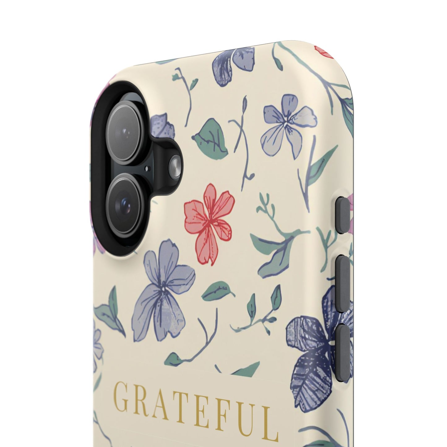 Floral "Grateful" Protective Floral Phone Cover