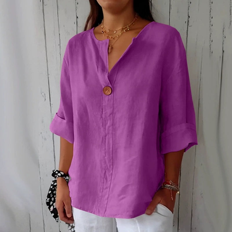 Odera V-Neck Button Top