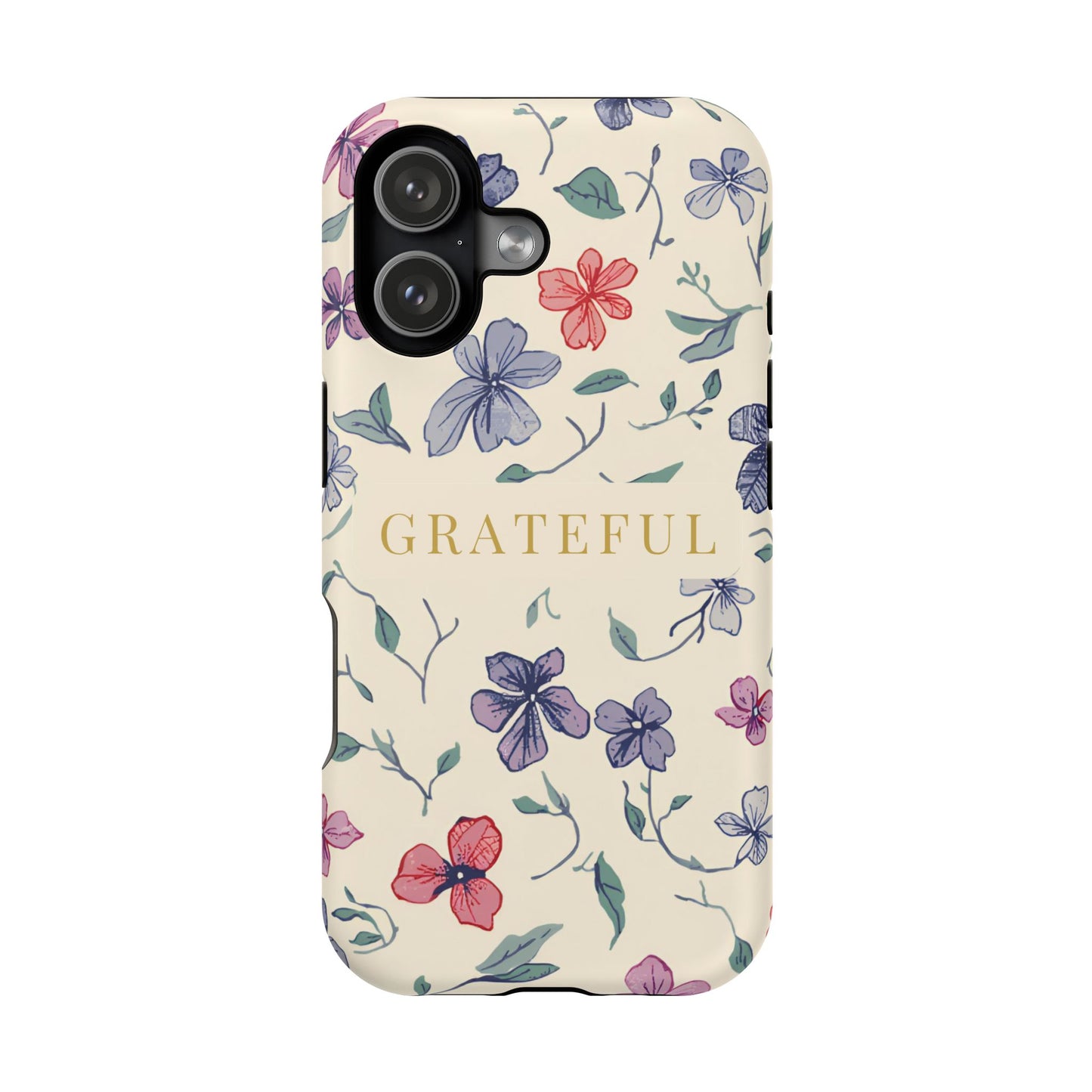 Floral "Grateful" Protective Floral Phone Cover