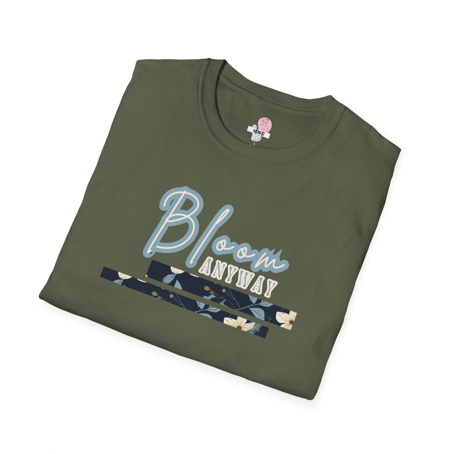 Blue bloom Block T-Shirt – Gildan Softstyle Cotton Crew Neck Casual Tee