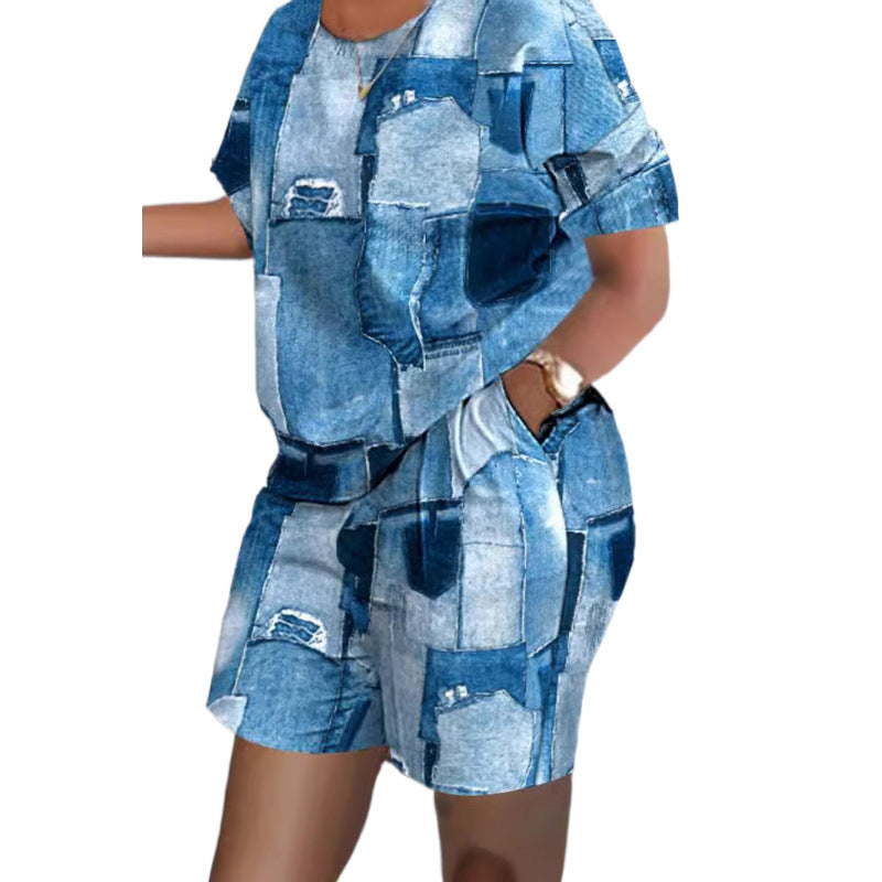 Camille Printed Short-Sleeve Two-Piece Set