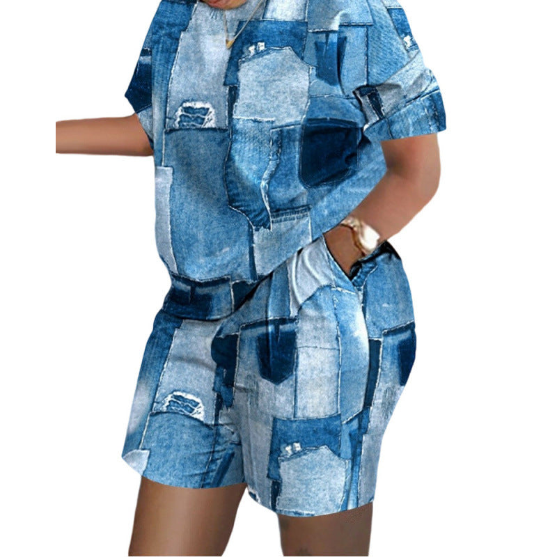 Camille Printed Short-Sleeve Two-Piece Set