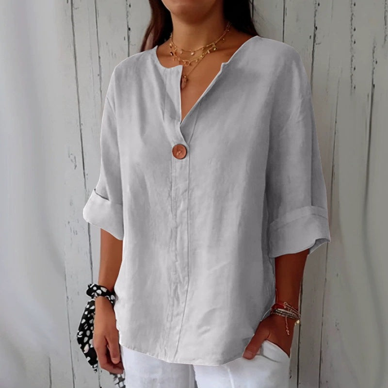 Odera V-Neck Button Top