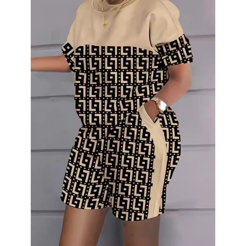 Camille Printed Short-Sleeve Two-Piece Set