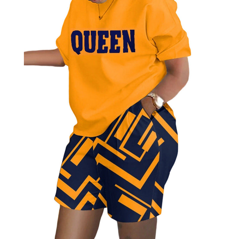 Camille Printed Short-Sleeve Two-Piece Set