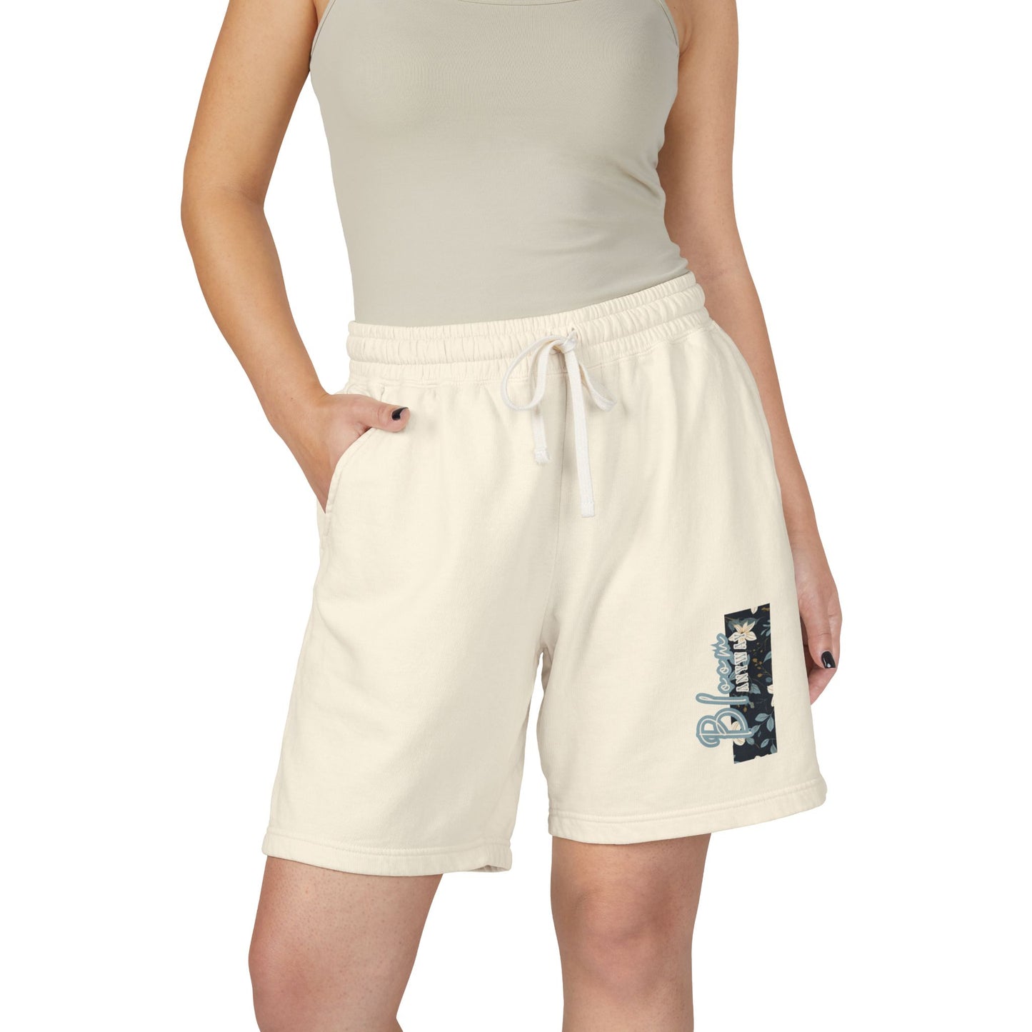 Lightweight Fleece Shorts - Blue Bloom Anyway Casual Drawstring Waist Shorts