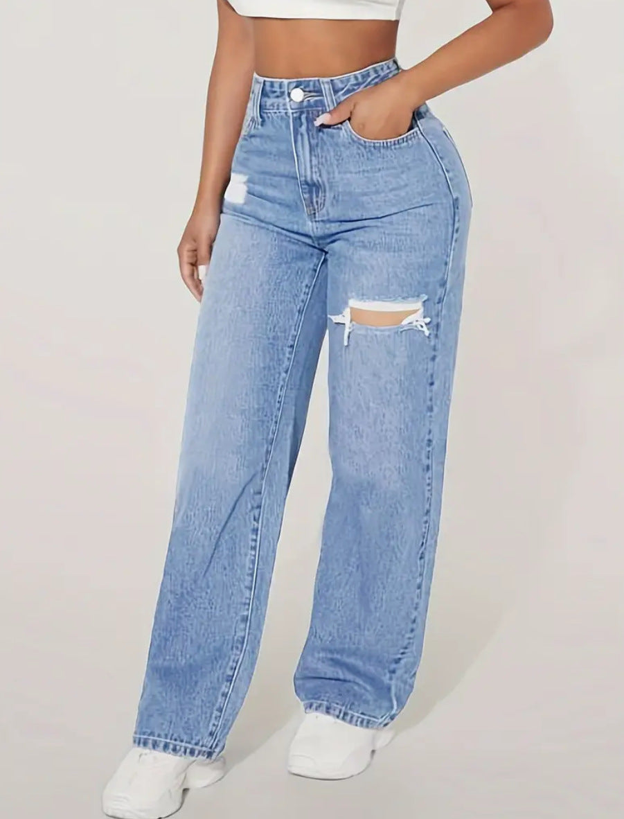 Daya Straight Leg Ripped Jean
