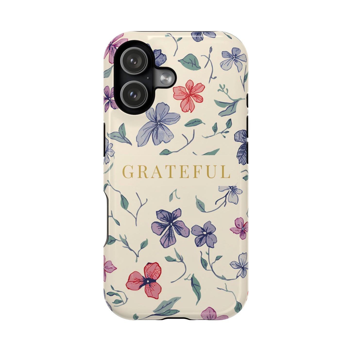 Floral "Grateful" Protective Floral Phone Cover
