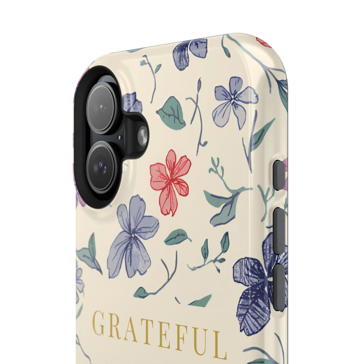 Floral "Grateful" Protective Floral Phone Cover