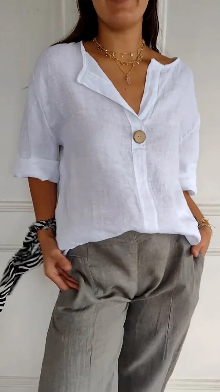 Odera V-Neck Button Top