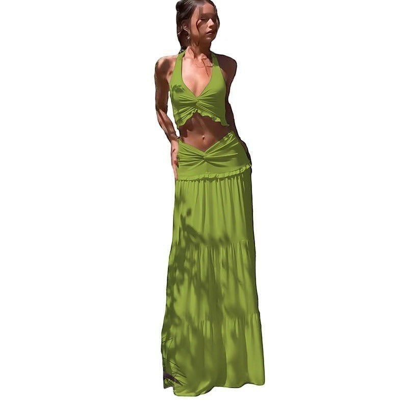 Nadia V-Neck Twist-Knot Two-Piece Dress