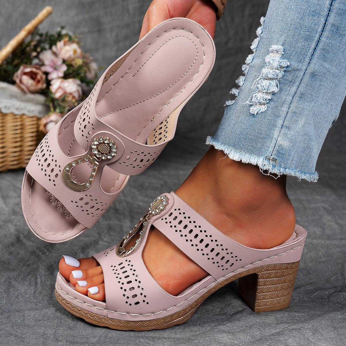 Remy Rhinestone Flat Slipper