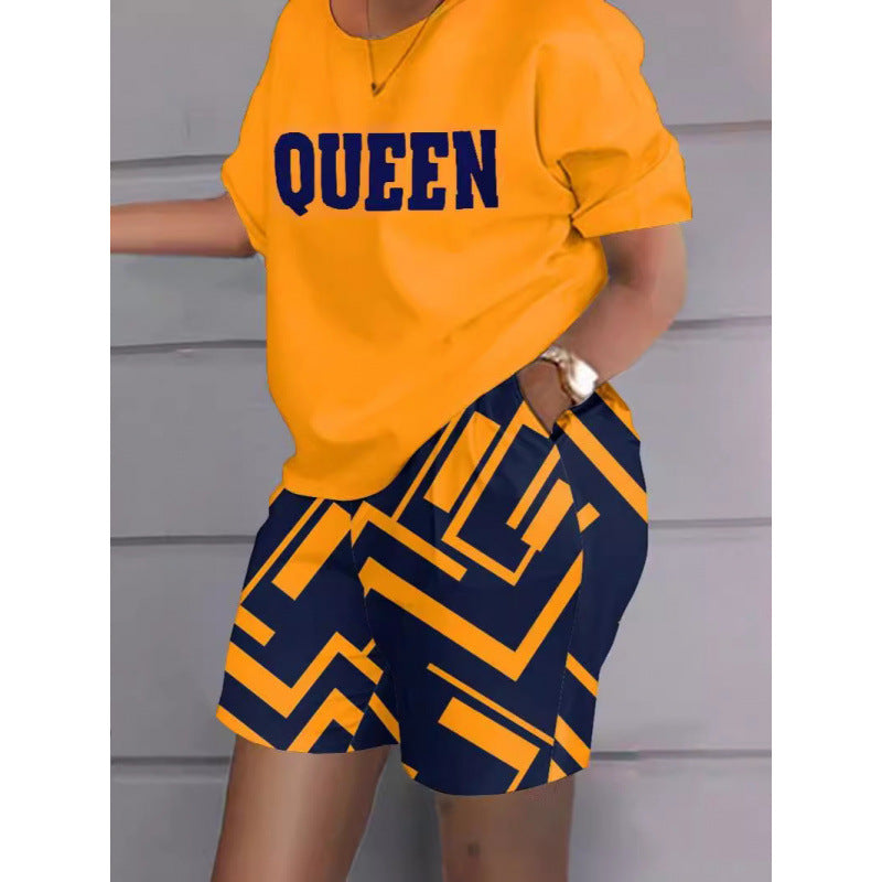 Camille Printed Short-Sleeve Two-Piece Set