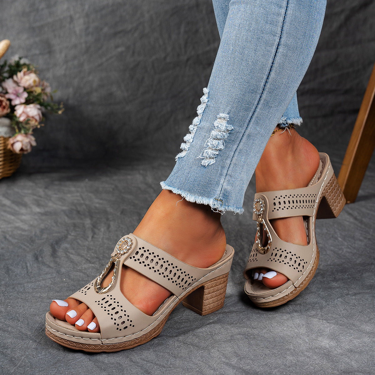 Remy Rhinestone Flat Slipper