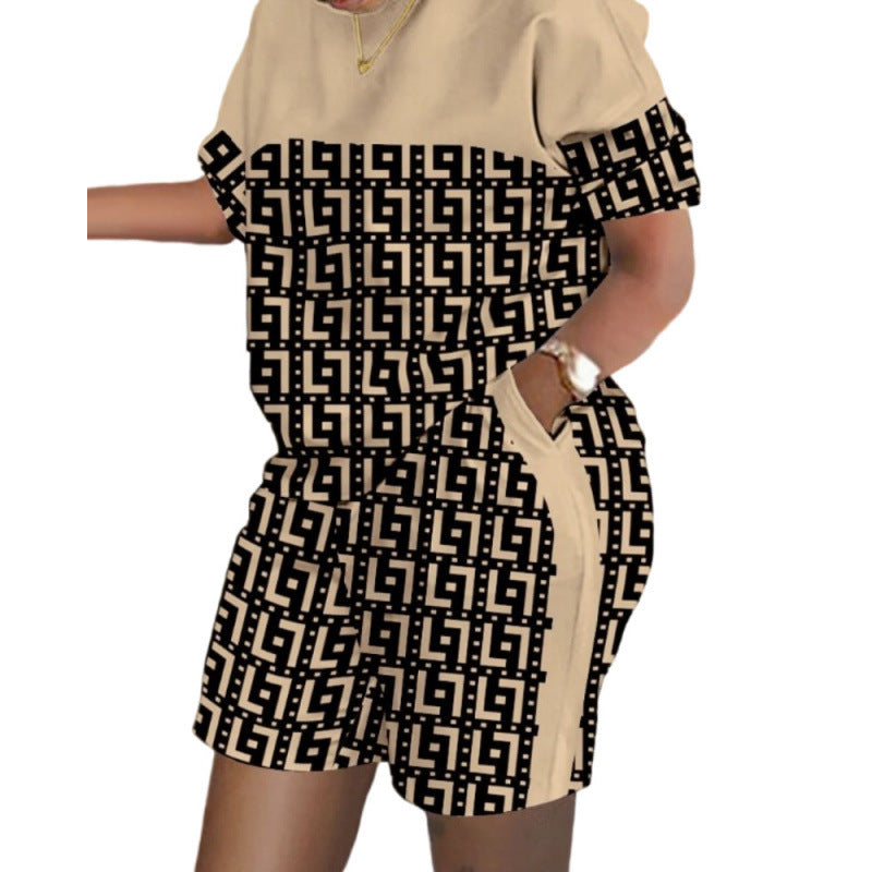 Camille Printed Short-Sleeve Two-Piece Set