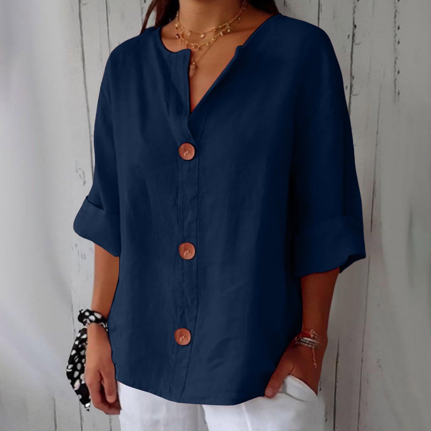 Odera V-Neck Button Top
