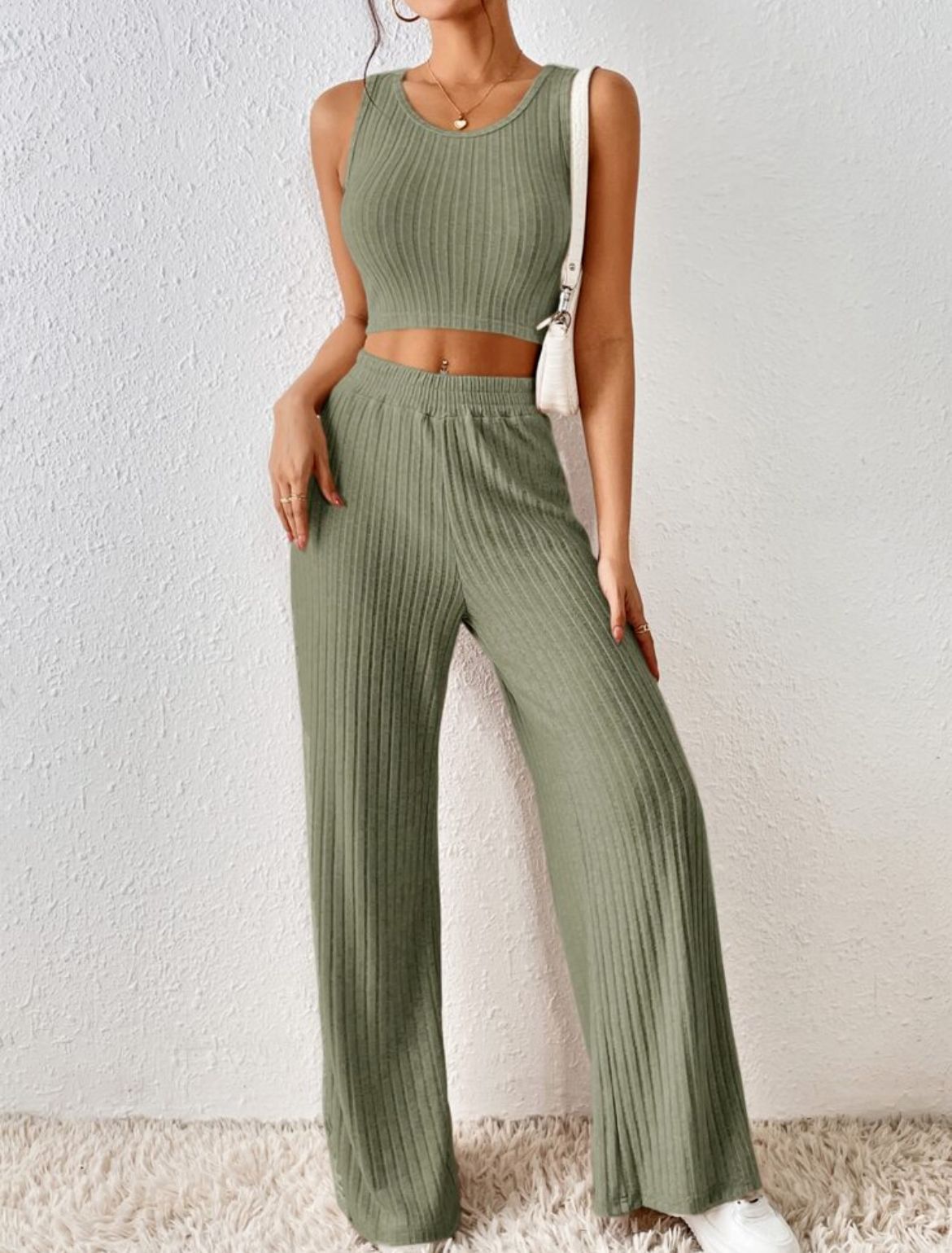 Elara Ribbed Knit Vest Set