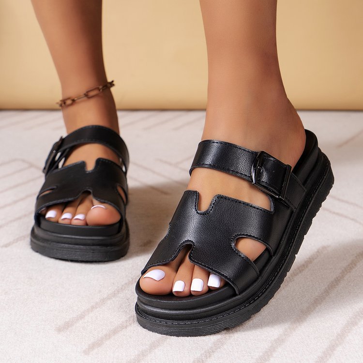 Soleil Thick-Sole Buckle Slide Slipper