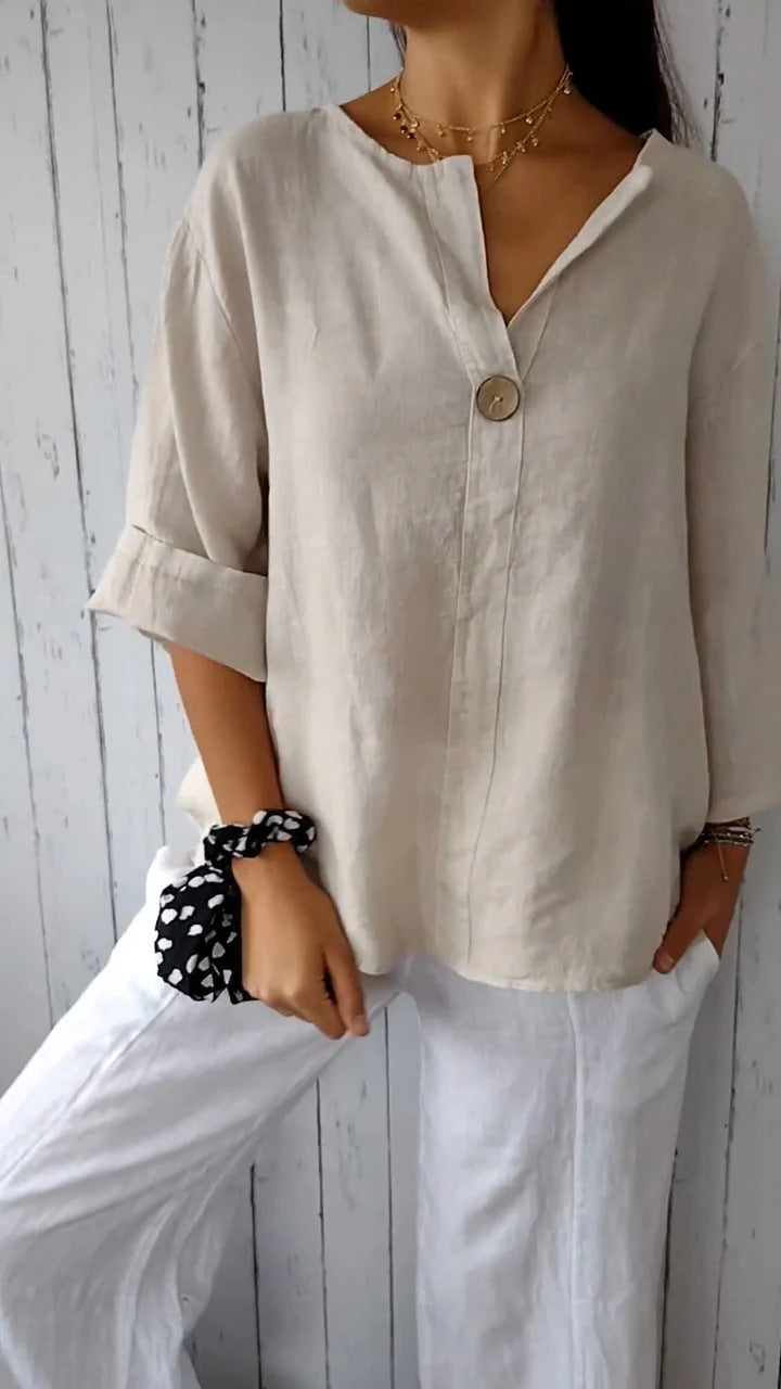 Odera V-Neck Button Top