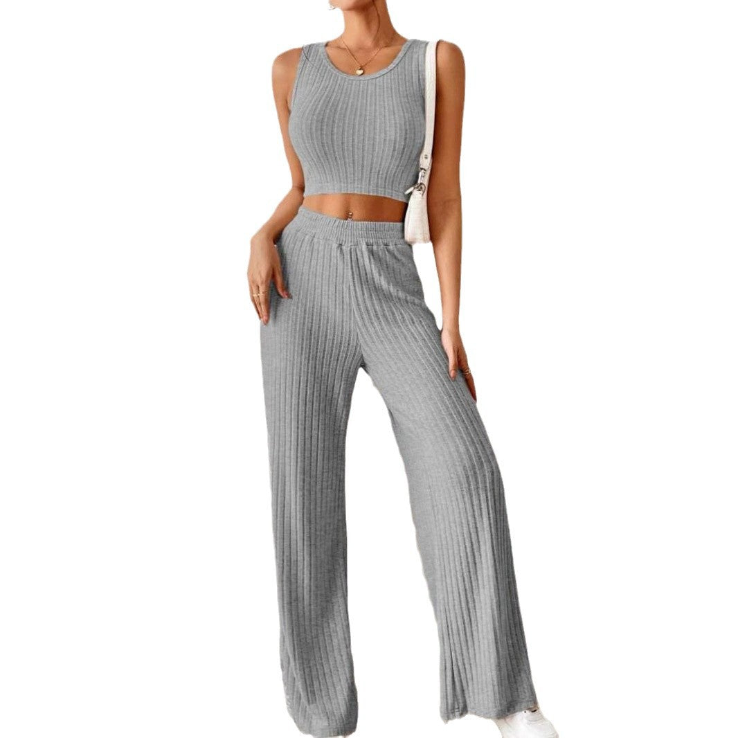 Elara Ribbed Knit Vest Set