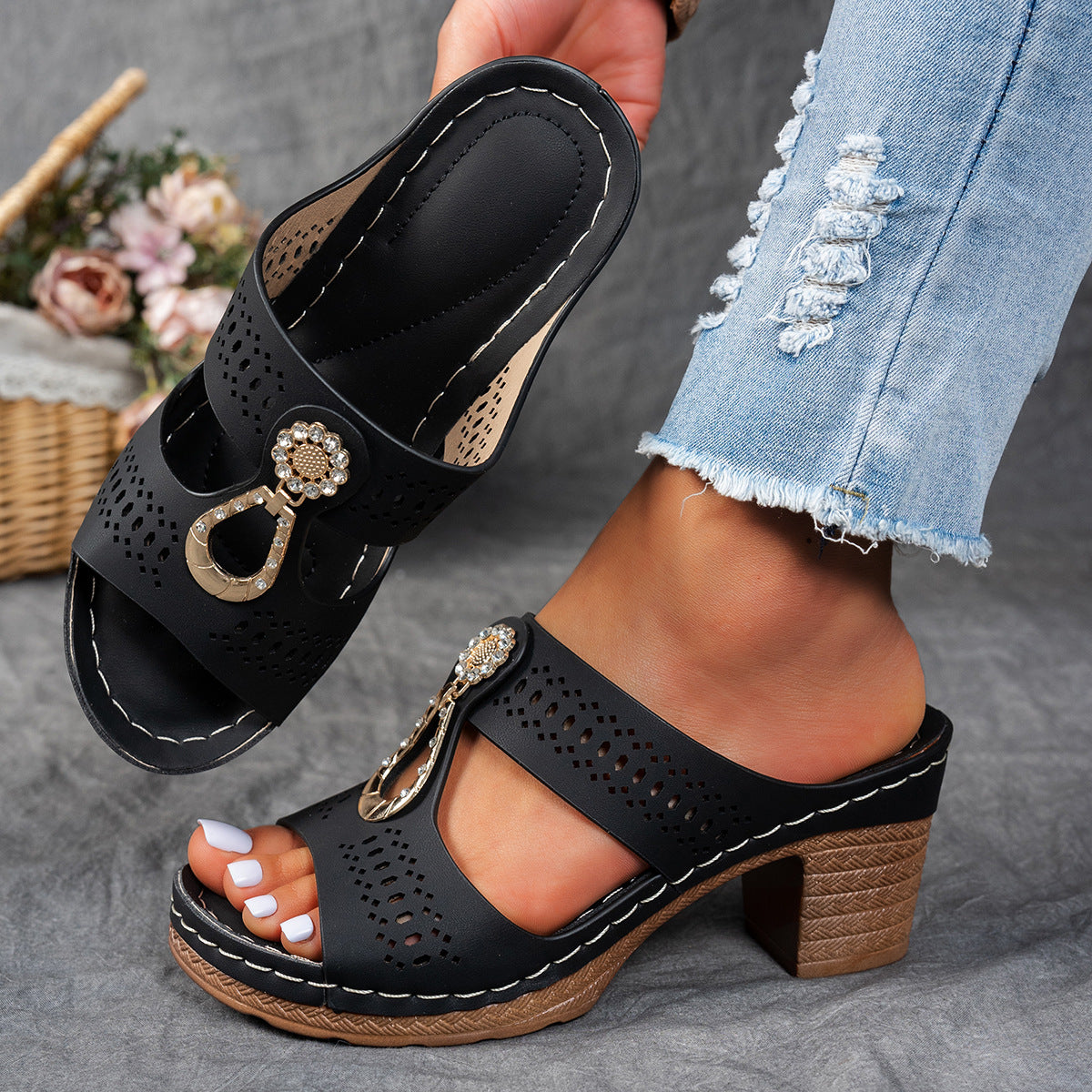 Remy Rhinestone Flat Slipper