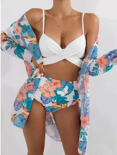 Ines Printed Three-Piece Swimsuit