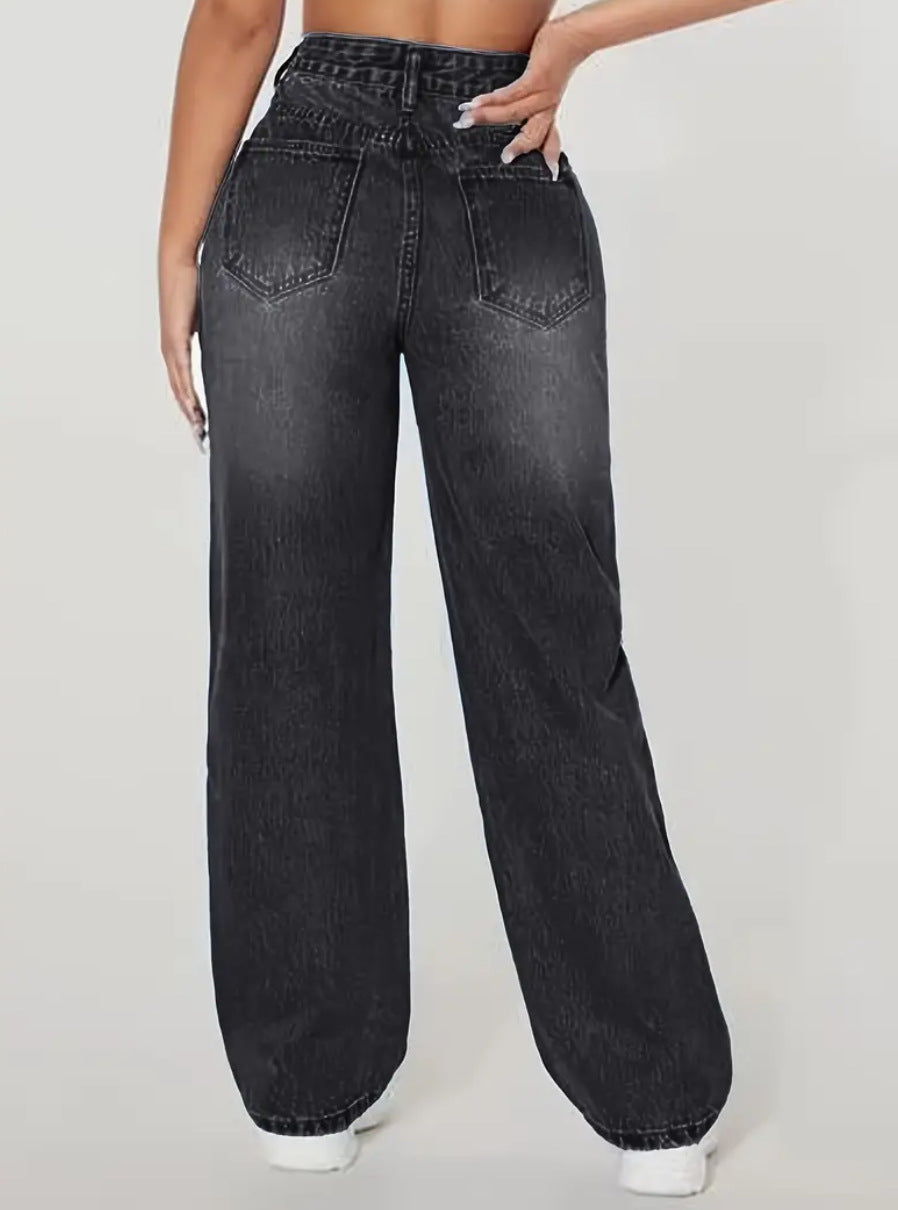 Daya Straight Leg Ripped Jean