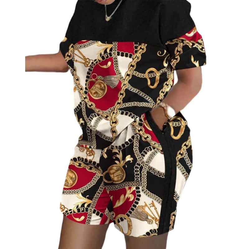 Camille Printed Short-Sleeve Two-Piece Set